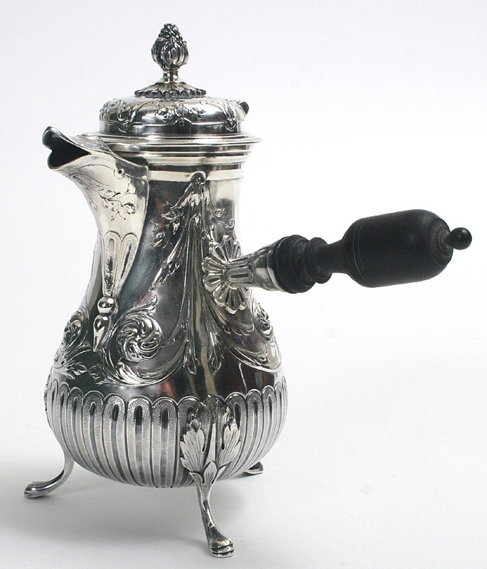 French three piece sterling silver coffee set