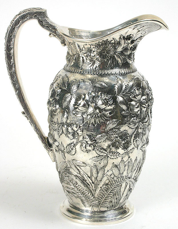S. Kirk &amp; Son Co. repousse sterling silver pitcher