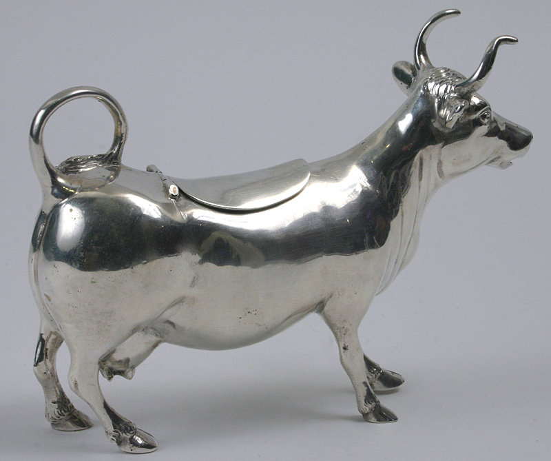 Silver cow creamer, German, 800 silver