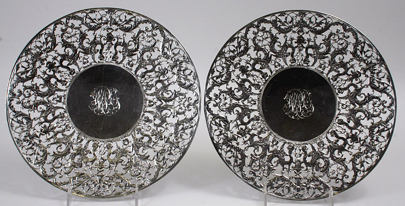Galt and Brother sterling cake plates with cherubs