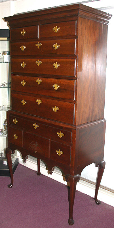 New England Queen Anne highboy in cherry, married