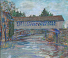 Arthur B. Wilder pastel, Woodstock, VT covered bridge