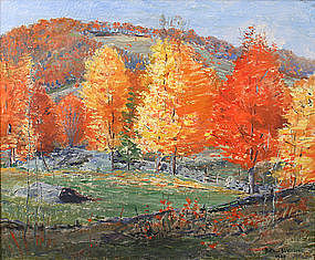 Arthur B. Wilder painting - Vermont Maples in autumn