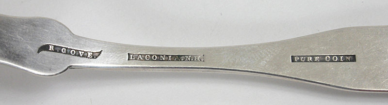 Laconia, New Hampshire coin silver spoon, R. Gove