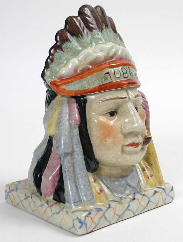 Indian Chief figural tobacco jar