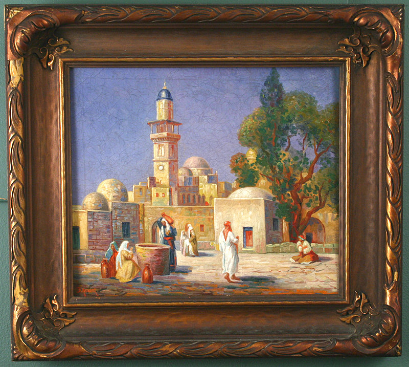 Gustav Adolph Hensel orientalist painting of a mosque