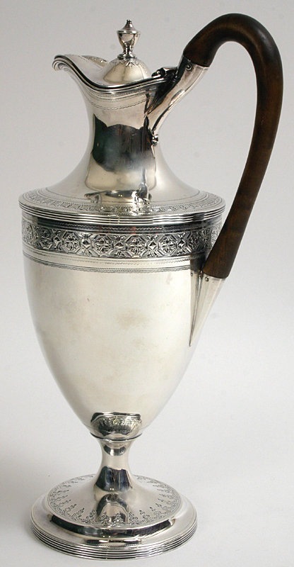 English Georgian sterling silver wine jug ewer, 1791