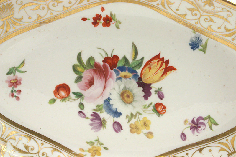 Hand painted porcelain dessert dish, English, c.1815