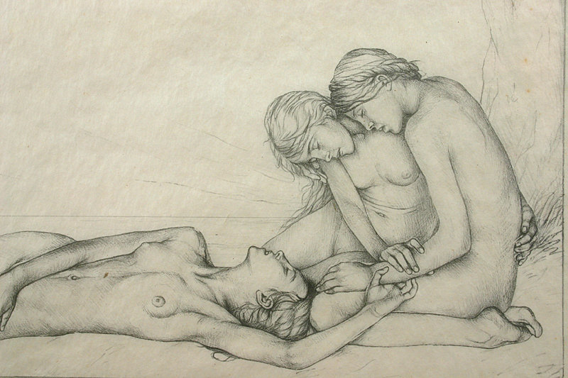 Ida Teichmann signed lithograph nude - Dream (Draum)