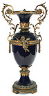 Sevres porcelain urn with ormolu mounts, French, cobalt