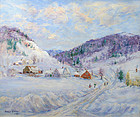 Arthur B. Wilder painting - Vermont village in winter