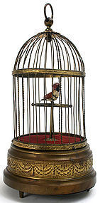Singing bird in cage music box automaton