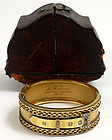 Victorian Etruscan gold bangle bracelet, 14kt, diamonds