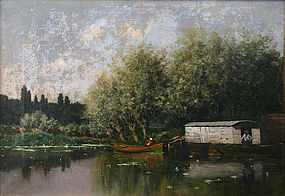 Claude Francois Auguste de Mesgrigny painting of river
