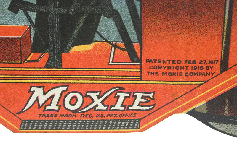 Moxie Horsemobile lithographed tin pull toy car, c.1917
