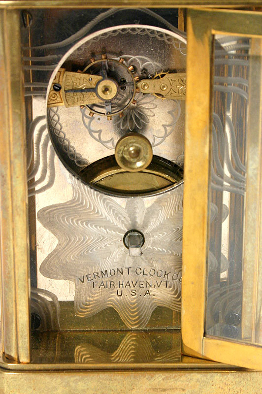 Vermont Clock Co. brass carriage clock, antique