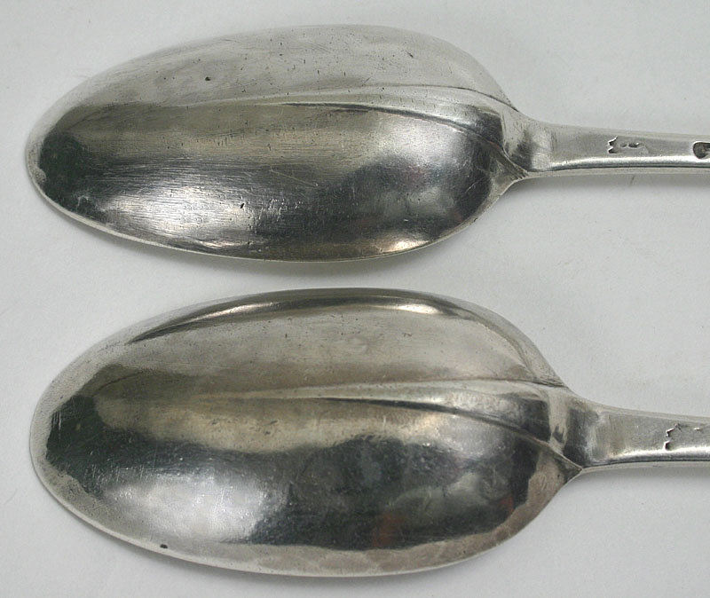 George I Britannia silver rat tail table spoons, pr.