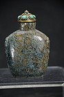 Moss Agate Snuff Bottle China, 19th C.