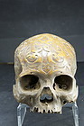 Rare Adorned Human Skull, Borneo Island, Dayak Peoples