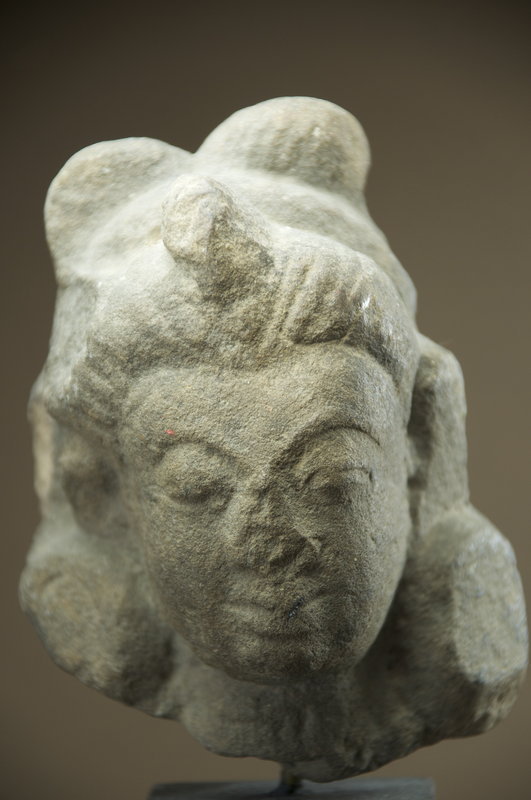 Small Hindu Deity Stone Head, 16th C.