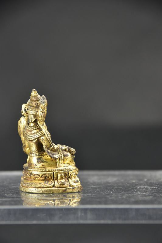 Gilt Bronze Tiny Statue of Green Tara, Tibet, 19th C.