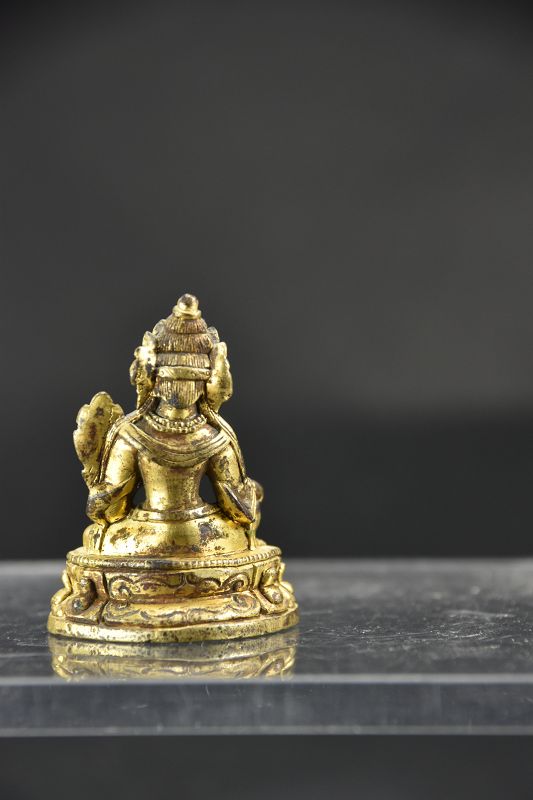 Gilt Bronze Tiny Statue of Green Tara, Tibet, 19th C.