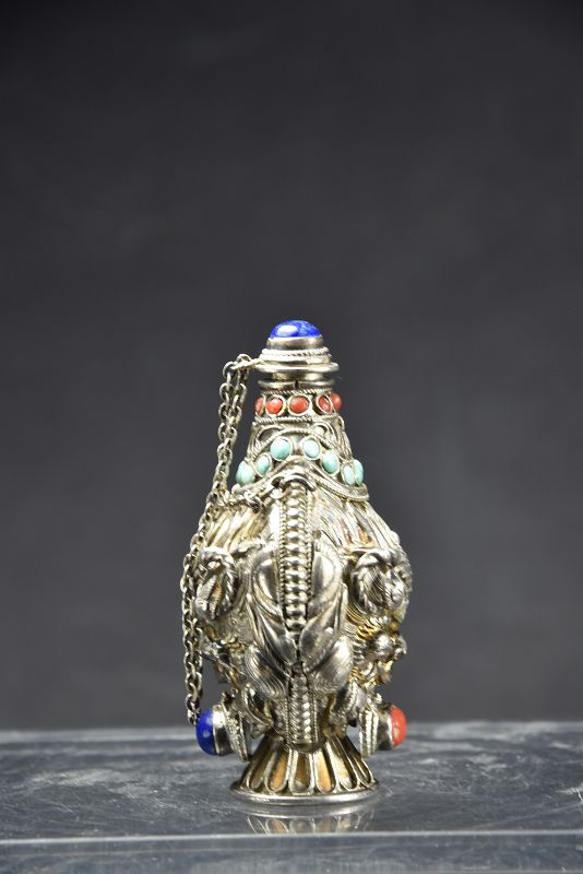 Silver Snuff Bottle, Tibet, 20th C.