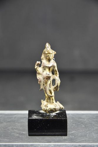 Gilt Bronze Miniature Statue of Padmapani, China, Tang Dynasty