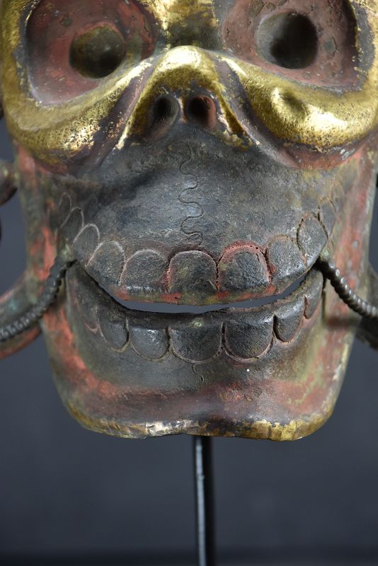 Rare Gilt Bronze Citipati Mask, Tibet, 18th Century