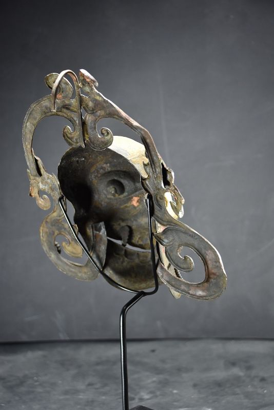 Rare Gilt Bronze Citipati Mask, Tibet, 18th Century