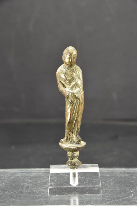 Gilt Bronze Miniature Statue of a Buddhist Monk, Tang Dyn.