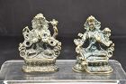 A Pair of Miniature Statues of Bodhisattvas, Tibet