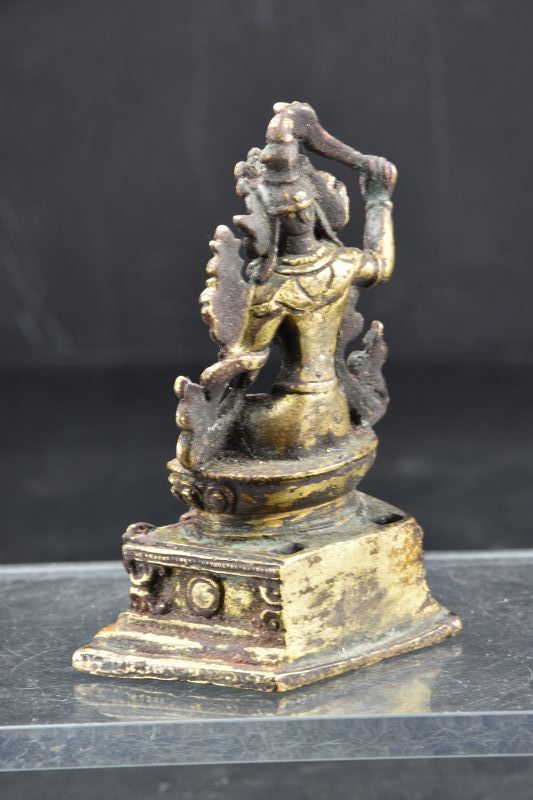 Gilt Bronze Small Statue of Bodhisattva Manjusri, Tibet, 18th C.