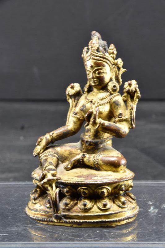 Important Gilt Bronze Statue of Green Tara, Nepal, Ca. 16th C.