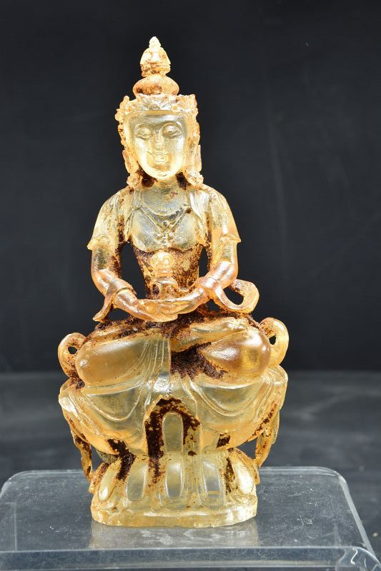 Rare Glass statue of Buddha Vajrasattva, China, Qing Dynasty