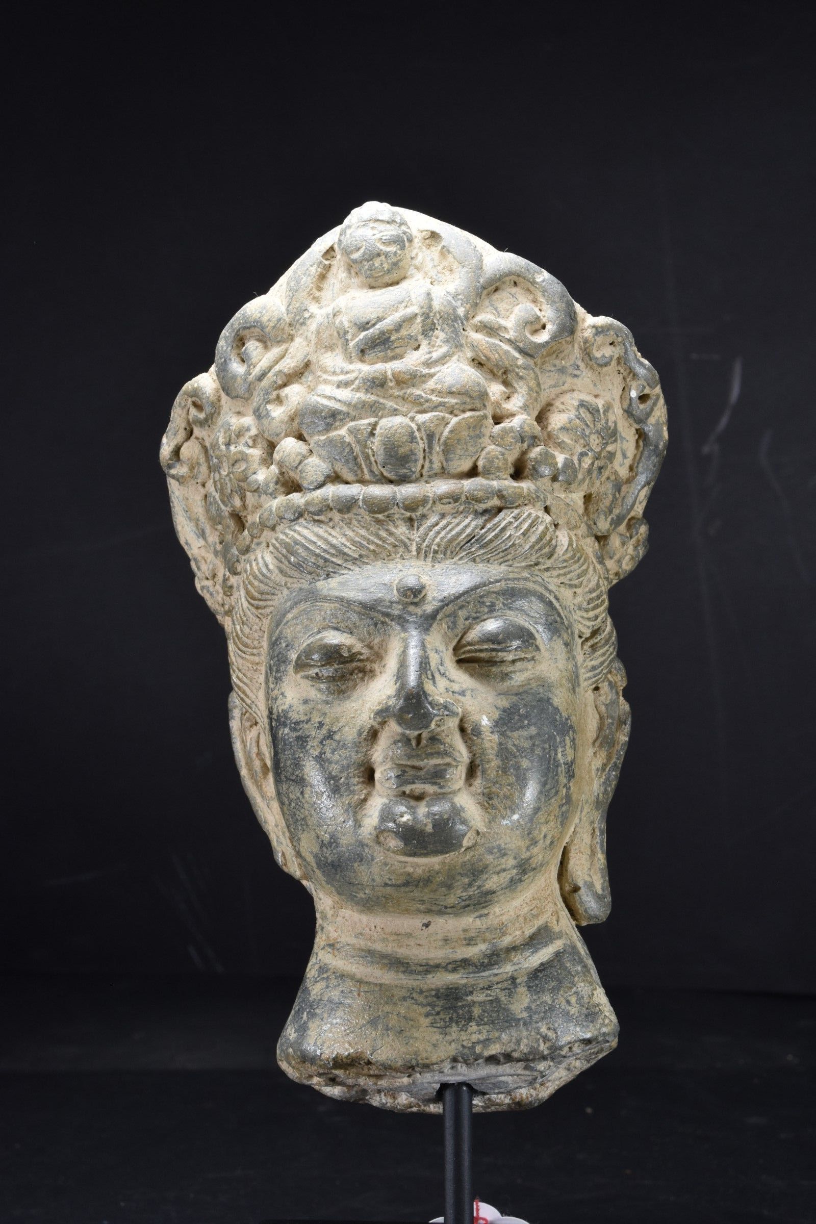 Important Stone Head of Avalokiteshvara; Gandhara, Ca. 4th C.