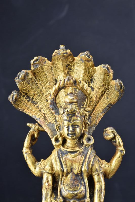 Gilt Bronze Statue of Vishnu, India, Late 19th C.