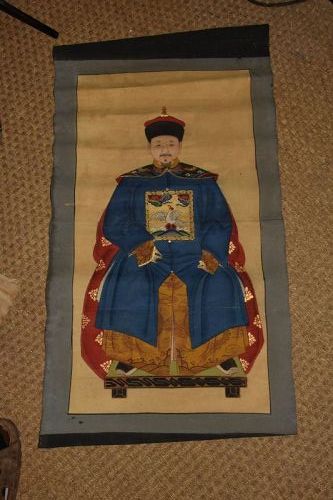 A Pair of Portraits Of A Noble Man & A Noble Lady, China, Qing Dynasty