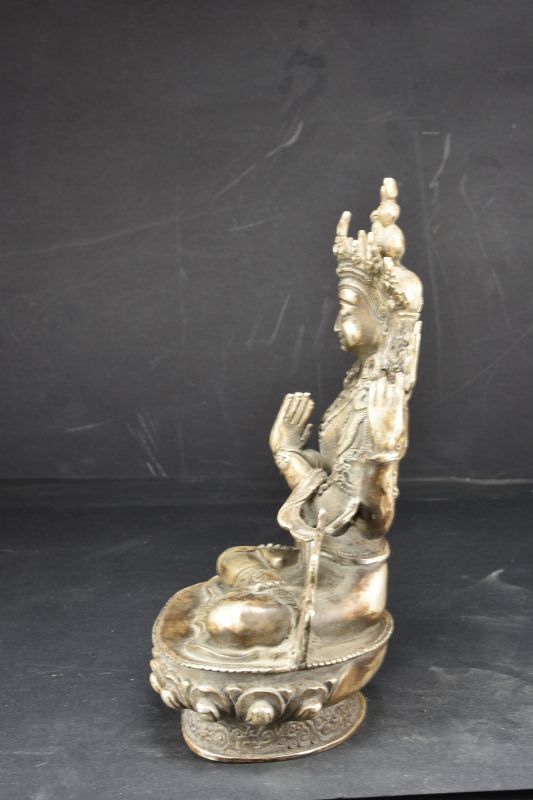 Rare Silver Statue of Sadaksari Lokeshvara, Tibet, Late 19th C.