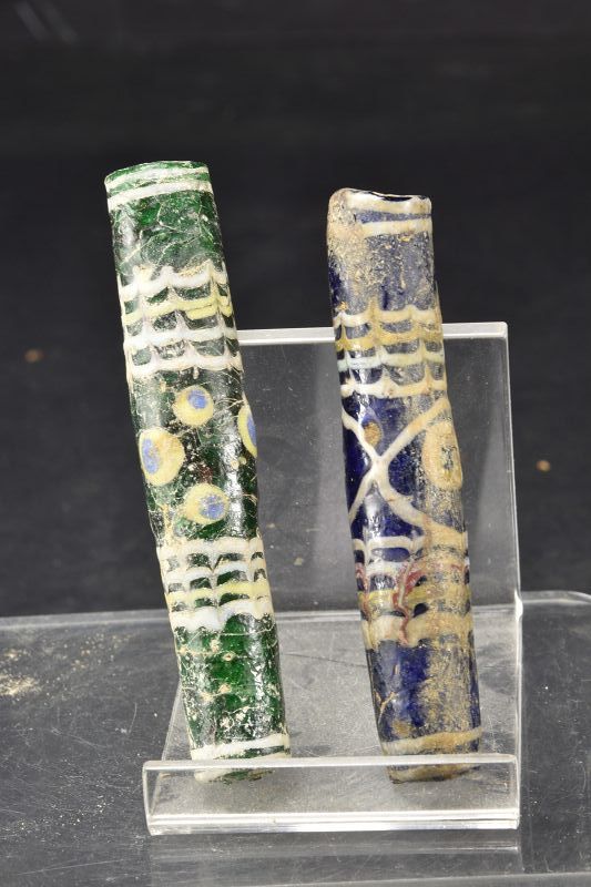 A Pair of Phoenician Mosaic Glass Beads