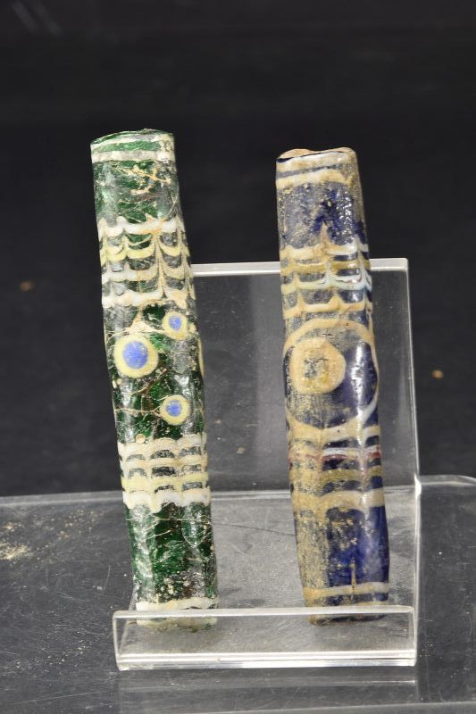 A Pair of Phoenician Mosaic Glass Beads