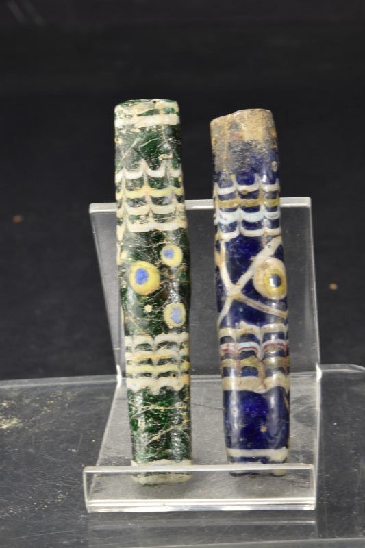 A Pair of Phoenician Mosaic Glass Beads