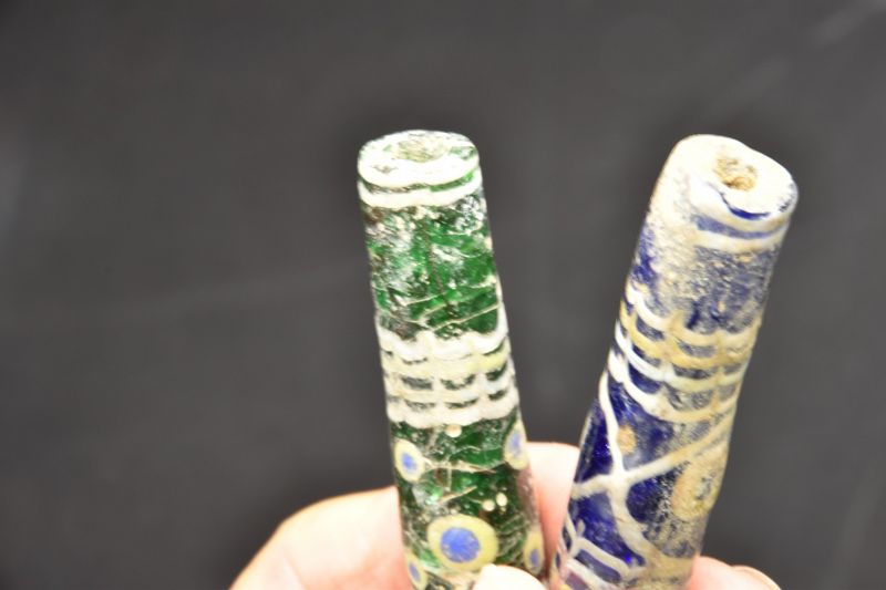 A Pair of Phoenician Mosaic Glass Beads