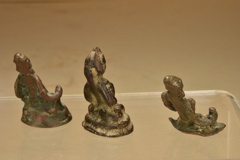 A Group of Three Rare Bronze Miniature Primitive Statues of Hindu Gods