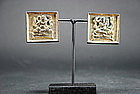 A Pair of Gilt Bronze Belt Plates, China, Liao Dynasty