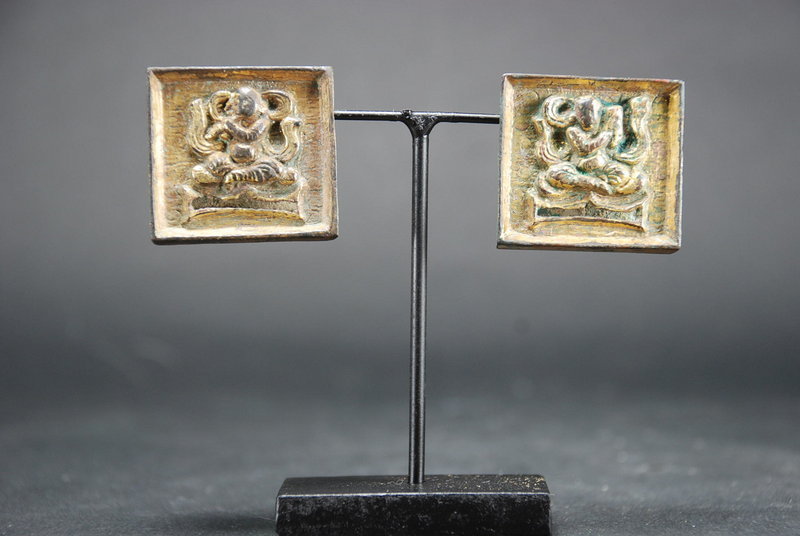 A Pair of Gilt Bronze Belt Plates, China, Liao Dynasty