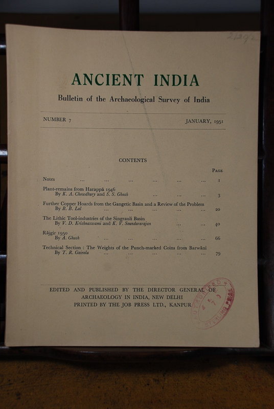 Ancient India Bulletin, No 7, January 1951
