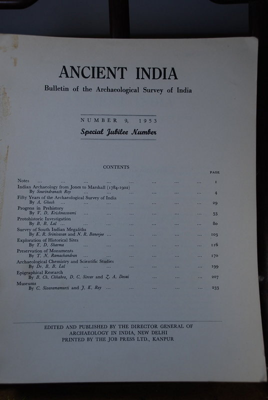 Ancient India Bulletin, No 9, Year 1953