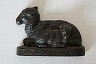 Early cast iron bookend ewe and lamb fine detail 1870