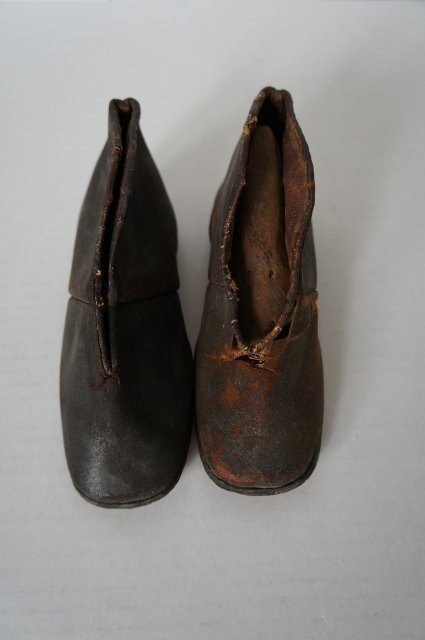 Early antique pair of hand made shoes 1830